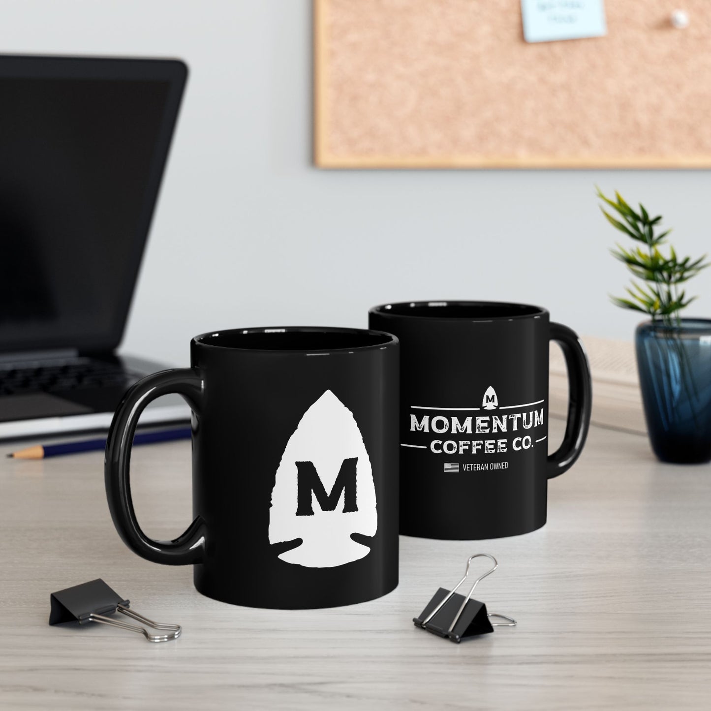 Momentum Coffee Co. Black Mug — Veteran-Owned 11oz/15oz Ceramic Coffee Cup