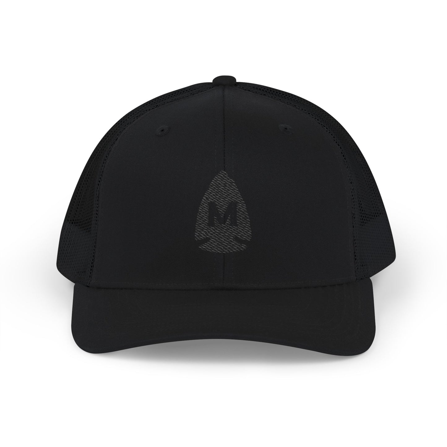 Embroidered Spade Logo Trucker Cap — Black Snapback Hat